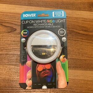 Bower Clip-On White/RGB Rechargeable Phone Light - White